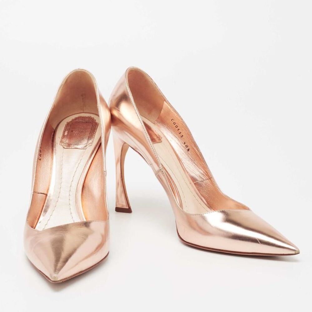Dior Rose Gold  Leather Cherie Pointed Toe Pumps Size 40.5 - Picture 4 of 4